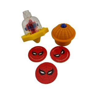 Marvel Spider-Man Vintage 1999 Spinning Top Launcher Discs Set GOOD Nostalgia